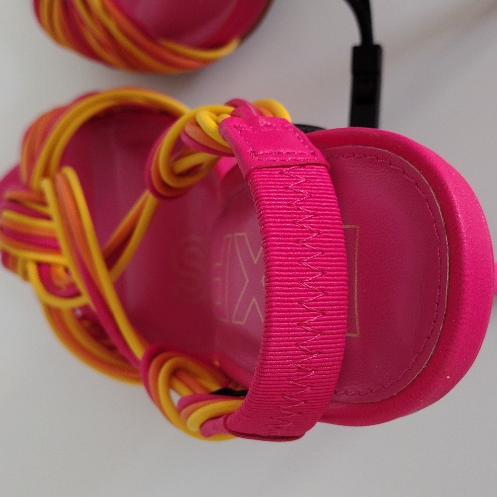 Express Pink and Yellow Strappy Heels. Size 8 - Picture 15 of 16